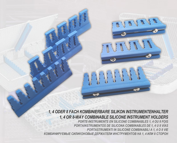 1, 4 u 8 instrumentos quirúrgicos combinables Soporte de silicona para mini o cestas de pantalla dental con base de polímero